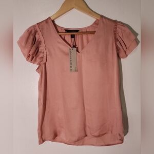 Banana Republic Ruffle Tierred Cap Sleeve Peach Casual Top
